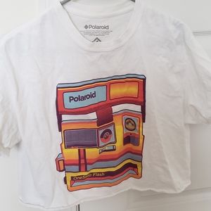 white Polaroid crop top